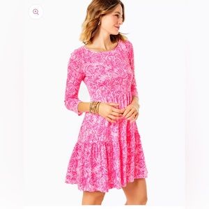 NWOT | Geanna Swing Dress LILLY PULITZER in Pink Blossom Foxy Llama (M)